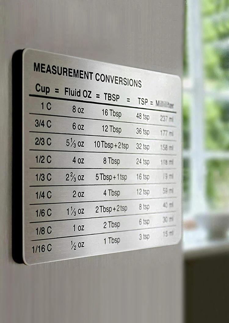 

Stainless Steel Measure Equivalents Magnet, Silver, 510688