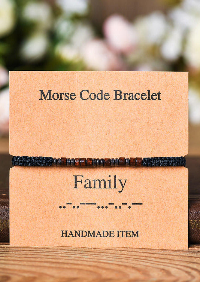 

Family Beading Morse Code Adjustable Rope Bracelet, Black, 510838