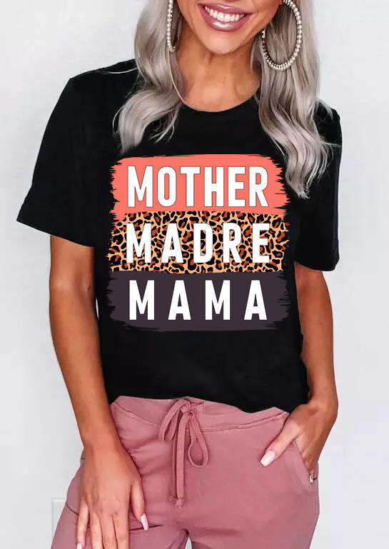 

Mother Madre Mama Leopard T-Shirt Tee - Black, 510470