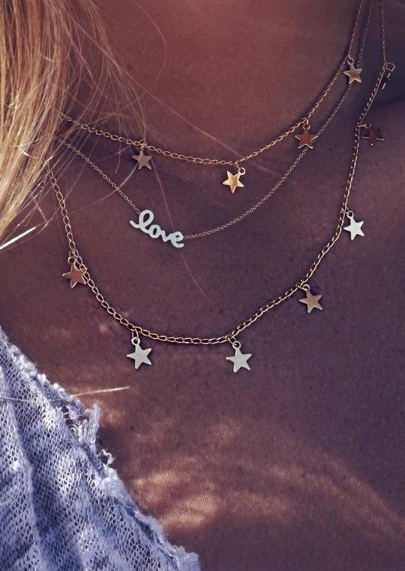 

Love Star Multi-Layered Necklace - Gold, 510608