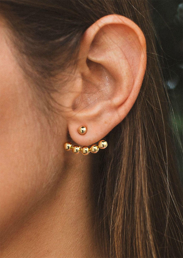 

925 Sterling Silver Beading Earrings, Gold;silver, 510648