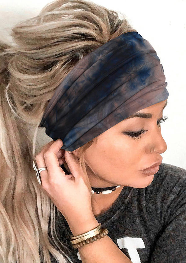 

Tie Dye Yoga Sports Wide Headband, Gray, 510650