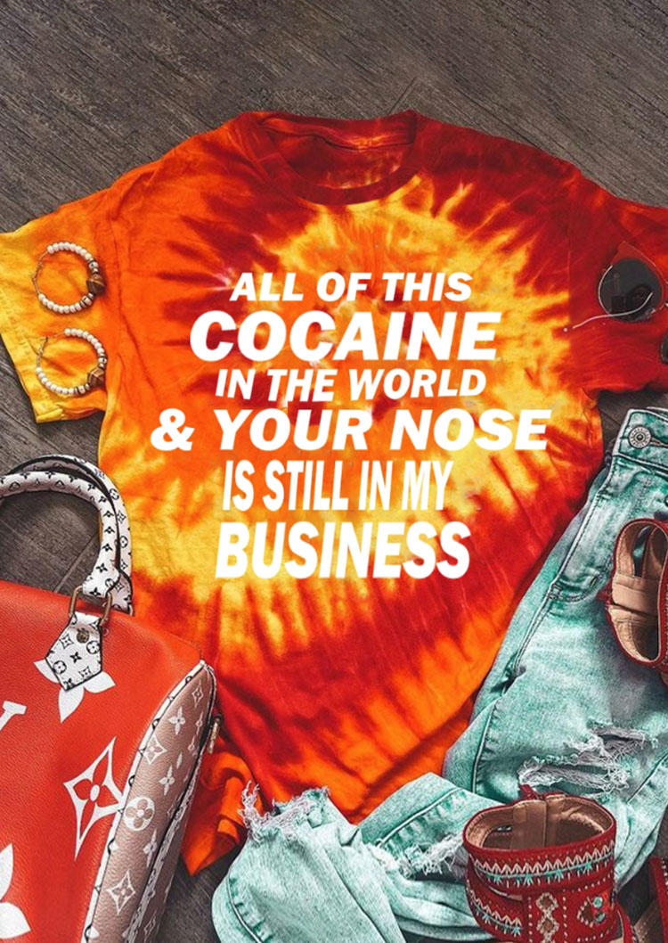 All Of This Cocaine Tie Dye T-Shirt Tee - Orange