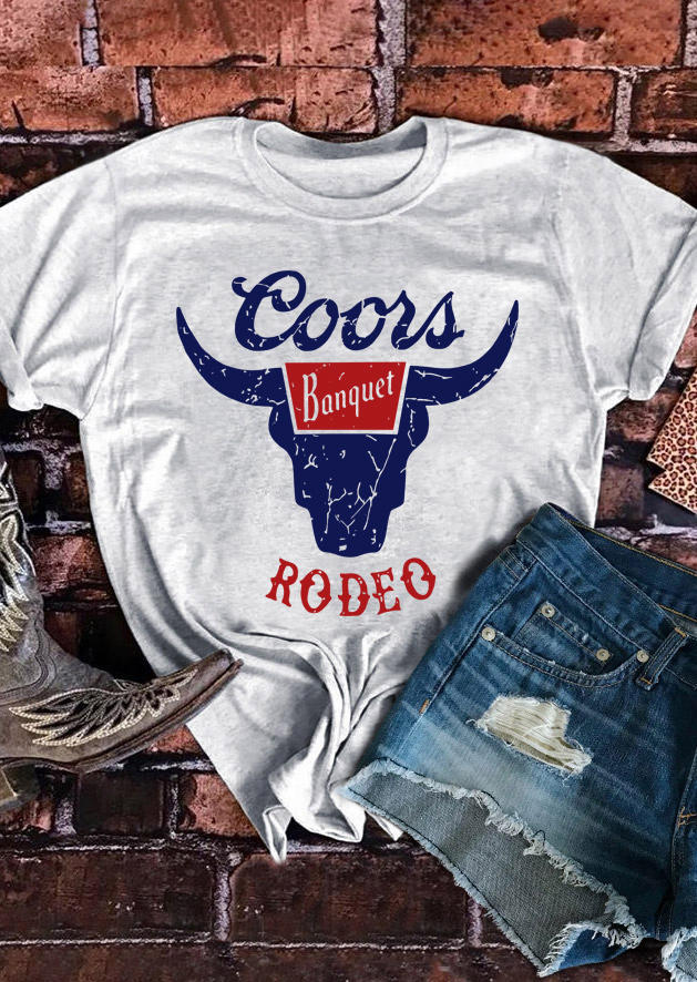 

Coors Banquet Rodeo O-Neck T-Shirt Tee - Light Grey, 510554