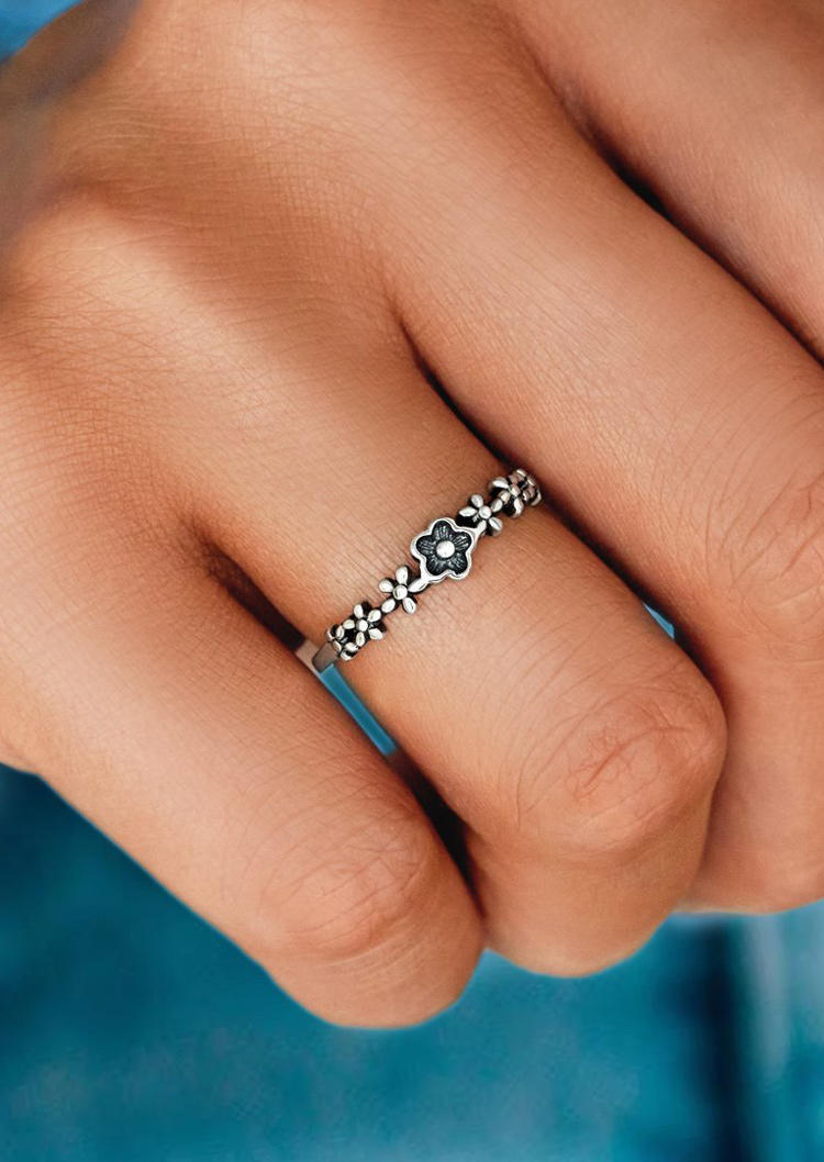 

Floral Open Adjustable Alloy Ring - Silver, 510637