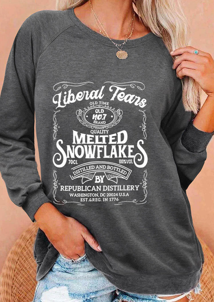 

Liberal Tears Melted Snowflakes Pullover Sweatshirt - Dark Grey, 510664