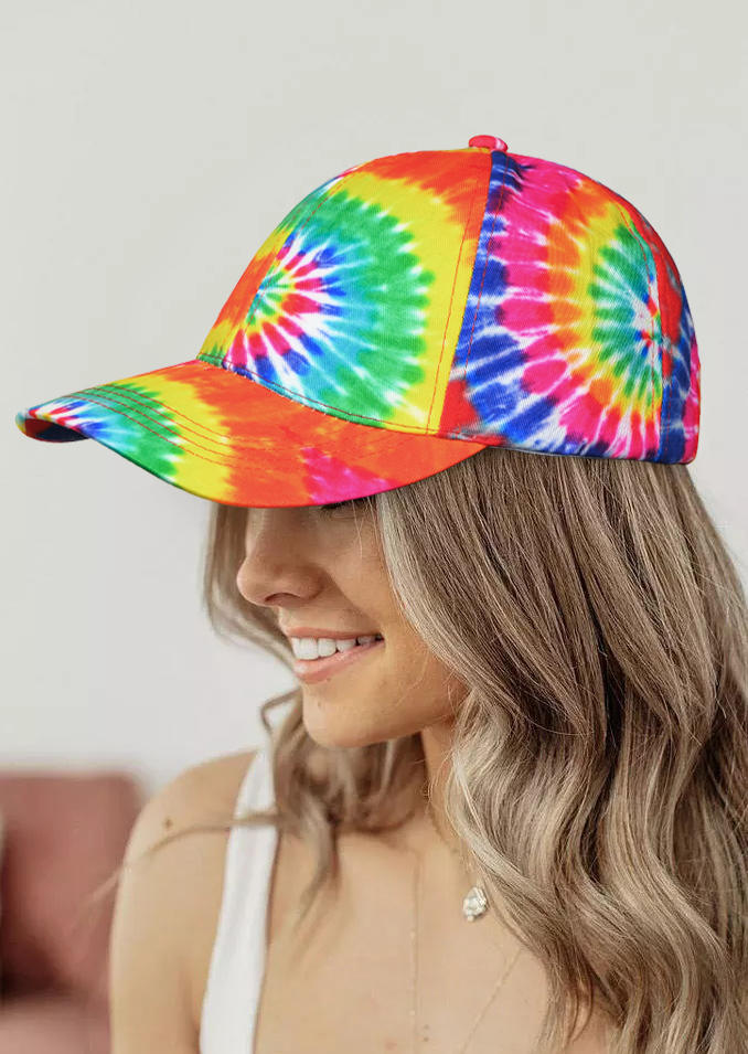 

Tie Dye Hollow Out Adjustable Baseball Cap, Multicolor, 510854