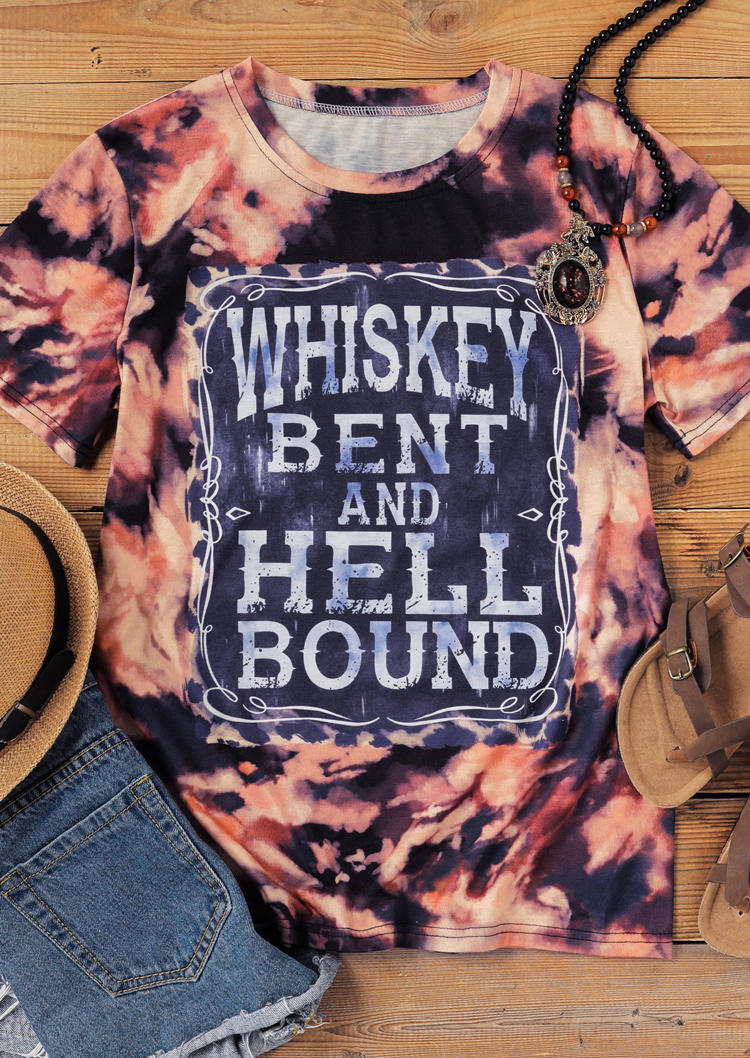 

Tie Dye Whiskey Bent And Hell Bound T-Shirt Tee, Multicolor, 510989