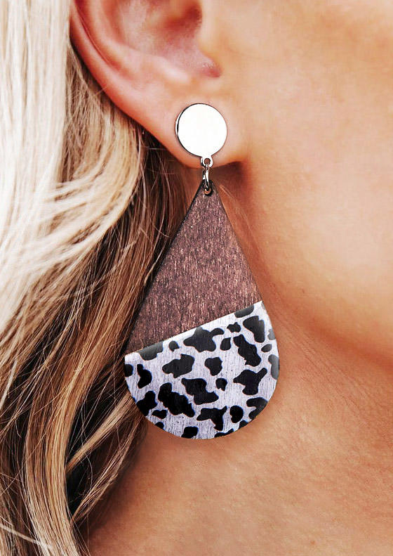 

Leopard Cow Water Drop Earrings, Pattern2, 510717