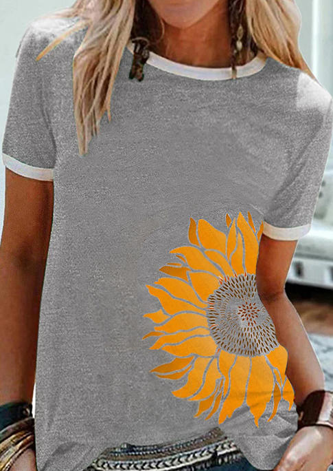 

Sunflower O-Neck T-Shirt Tee - Light Grey, 510927