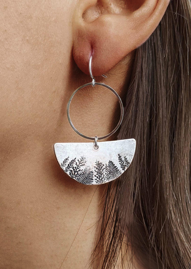 

Vintage Tree Half-Circle Drop Earrings, Silver, 510944