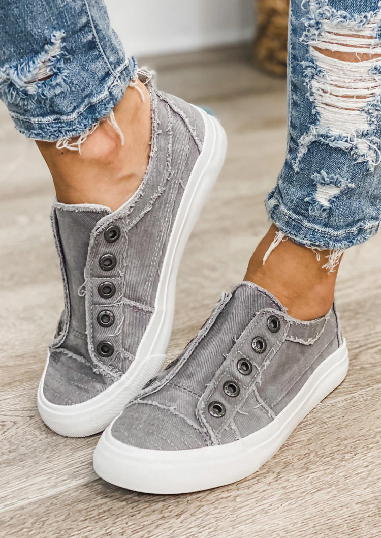 

Women's Round Toe Slip On Flat Sneahers - Gray, 511172