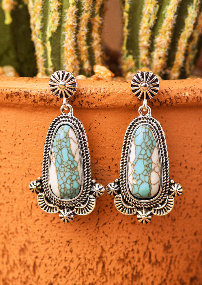 

Bohemian Turquoise Alloy Earrings - Cyan, 510726