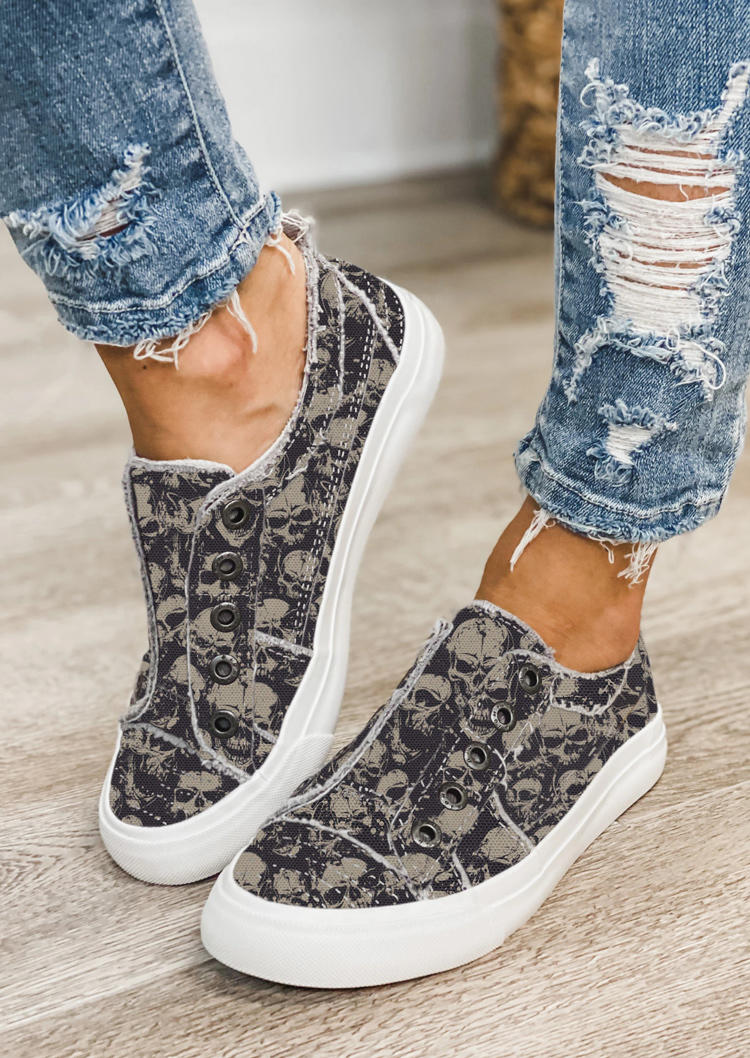 

Skull Slip-On Sneakers - Gray, 511299