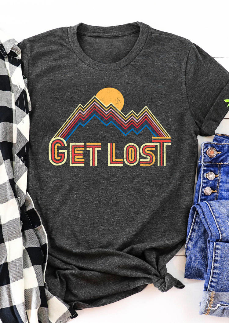 

Get Lost O-Neck T-Shirt Tee - Dark Grey, 508851