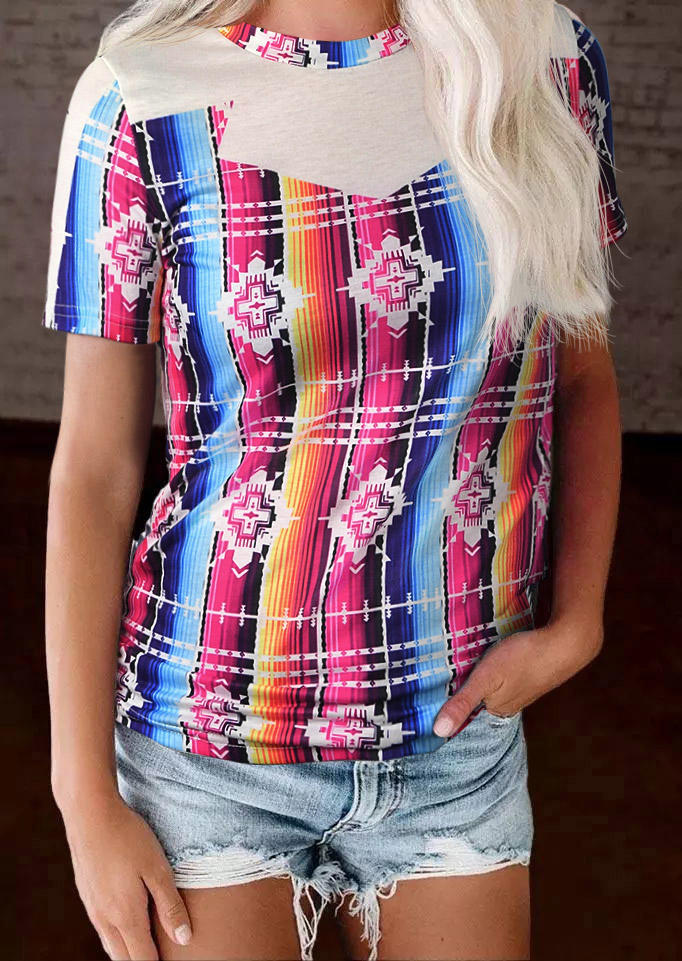 

Aztec Geometric Western Casual Blouse, Multicolor, 510976