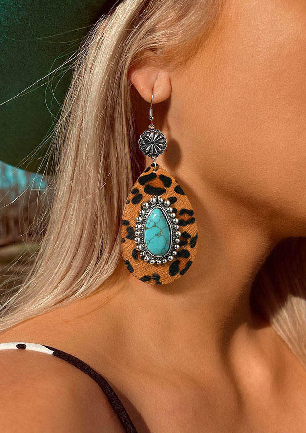 

Leopard Turquoise Water Drop Earrings, 511016