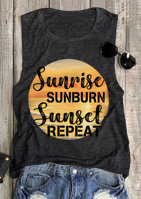 

Sunrise Sunburn Sunset Repeat Tank - Dark Grey, 511592