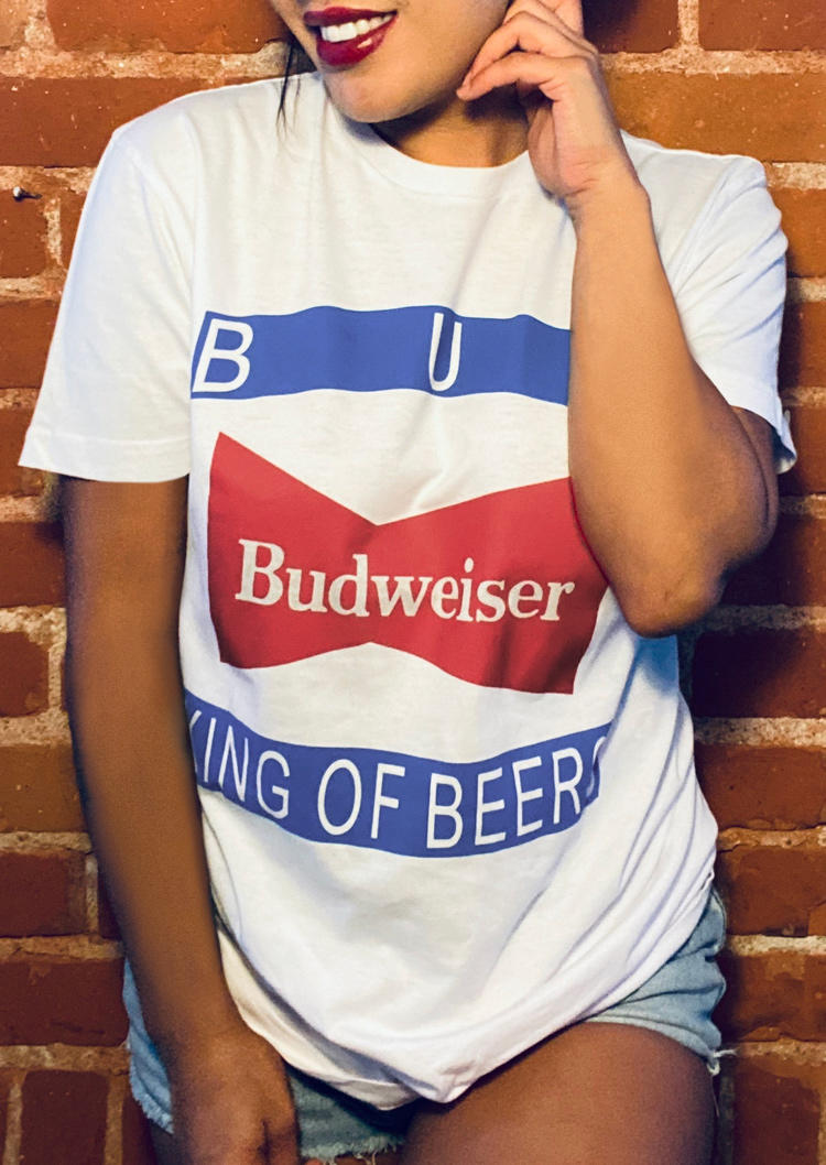 

Bud King Of Beers T-Shirt Tee - White, 510971