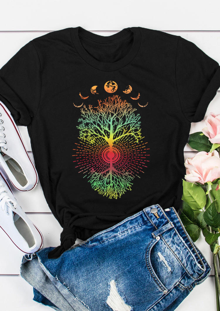 

Phases Of The Moon Tree Of Life T-Shirt Tee - Black, 511155