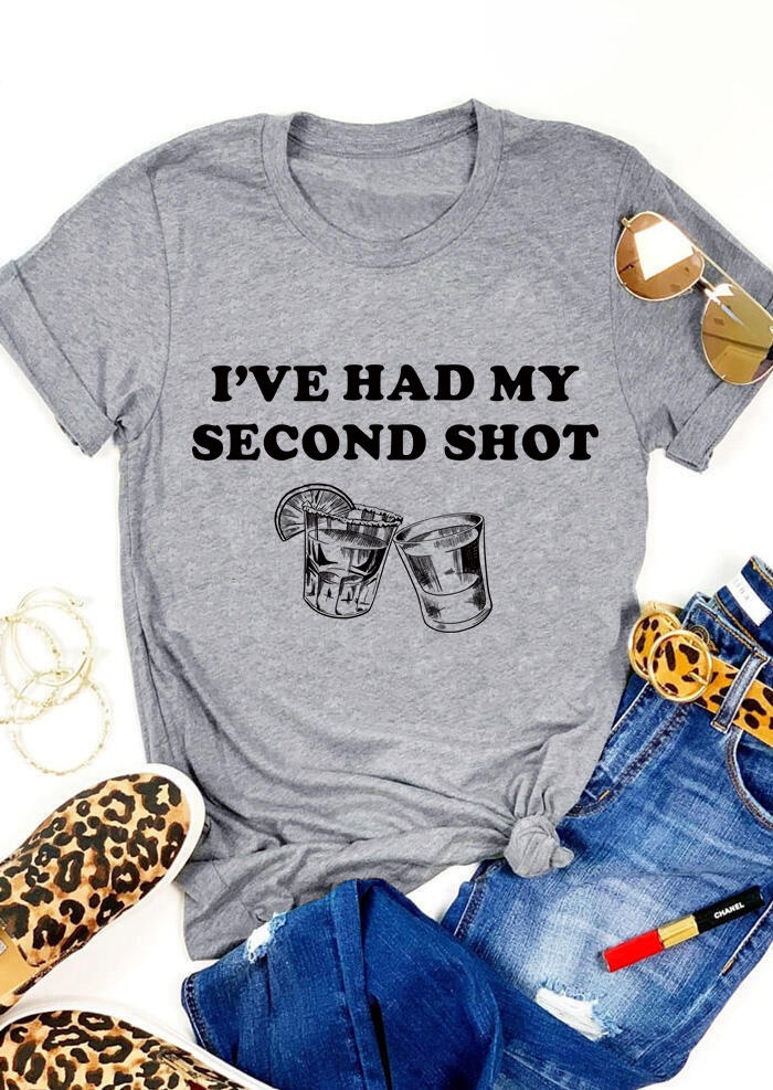 

I've Had My Second Shot Juice T-Shirt Tee - Gray, 511272