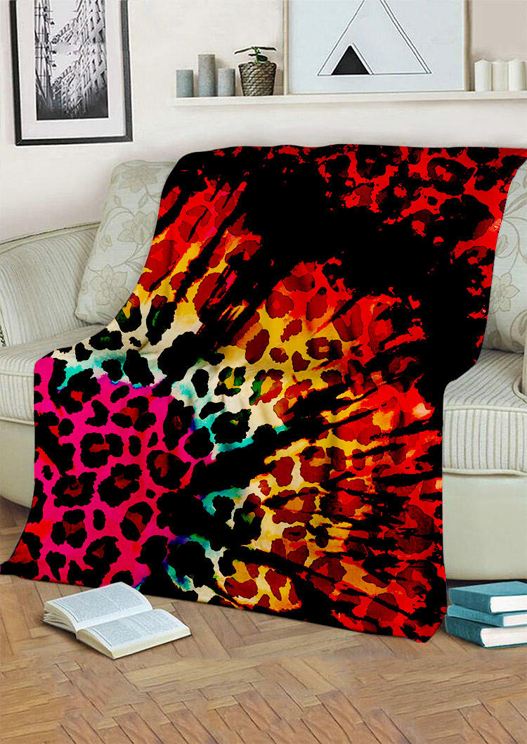 

Reverse Tie Dye Rainbow Leopard Warm Blanket, Multicolor, 511483