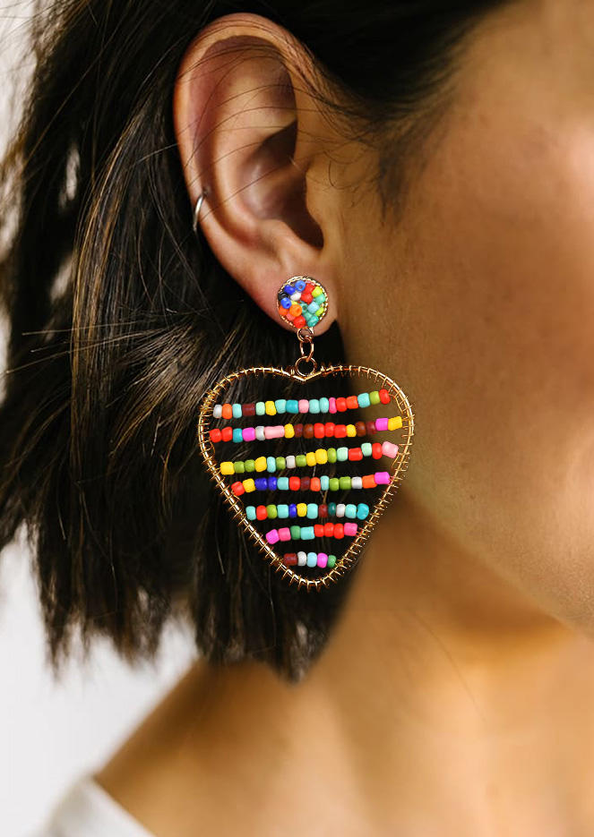 

Bohemian Colorful Beading Heart Earrings, Pattern1, 511209