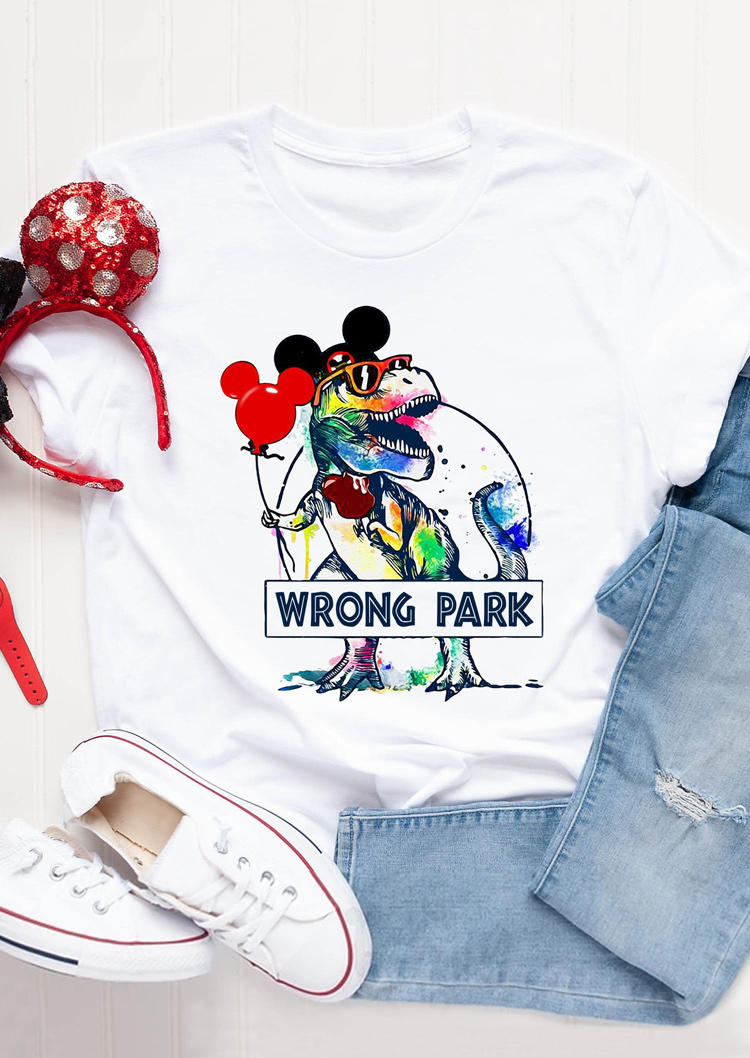 

Wrong Park Dinosaur T-Shirt Tee - White, 511669