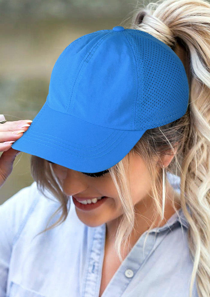 

Breathable Mesh Hollow Out Ponytail Baseball Cap, Blue, 511259