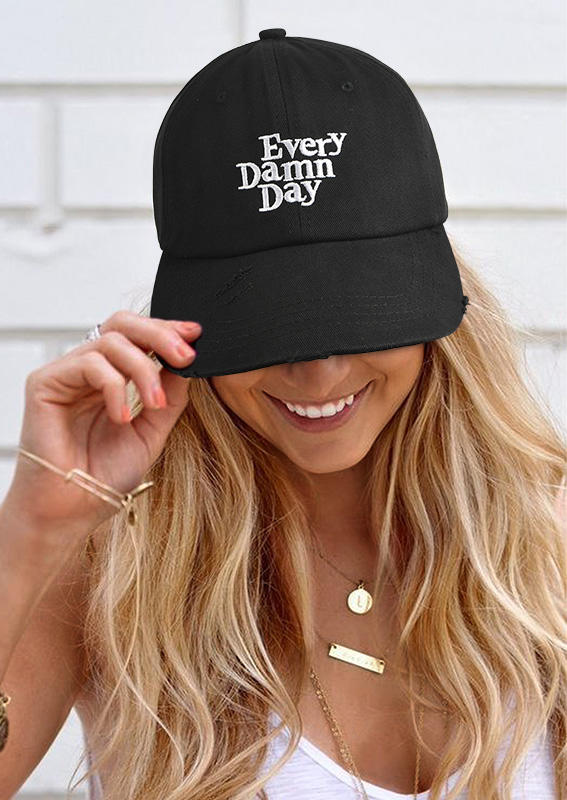 

Every Damn Day Embroidery Hollow Out Adjustable Baseball Cap, Black, 511475