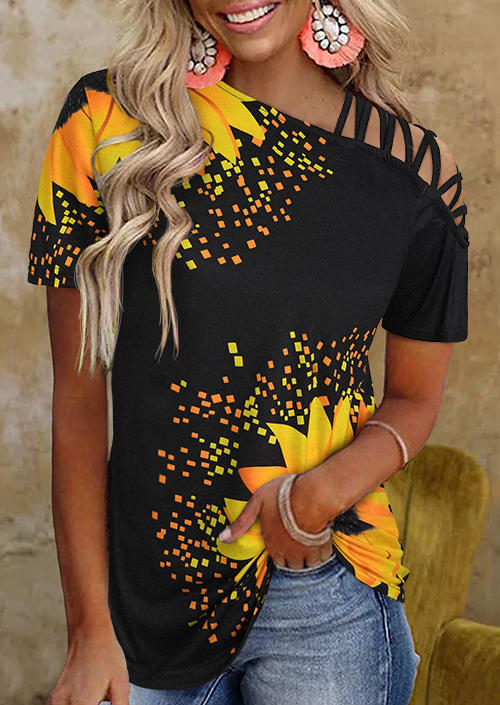 

Sunflower Criss-Cross One Sided Cold Shoulder Blouse, Black, 511683