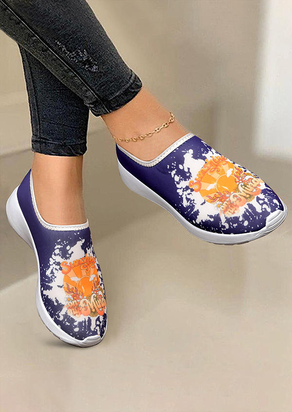 

Vintage Sunshine On My Mind Slip On Flat Sneakers - Blue, 511408