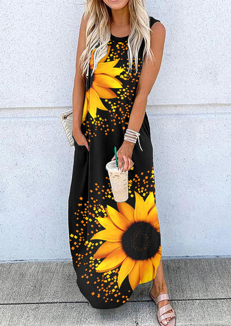 

Sunflower Pocket Sleeveless Maxi Dress - Black, 511844