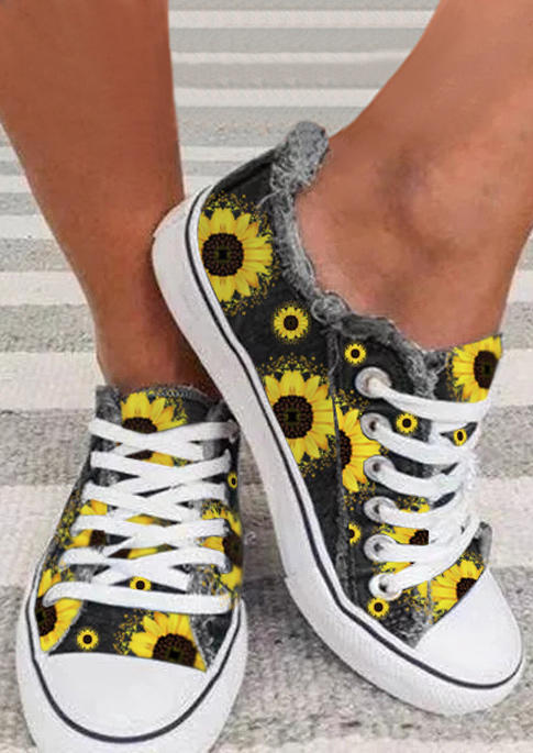 

Sunflower Lace Up Flat Canvas Sneakers, Multicolor, 511888