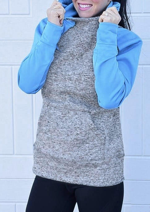 

Color Block Kangaroo Pocket Hoodie - Gray, 511026