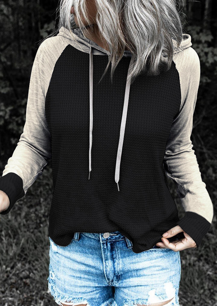 

Color Block Long Sleeve Hoodie - Black, 511596
