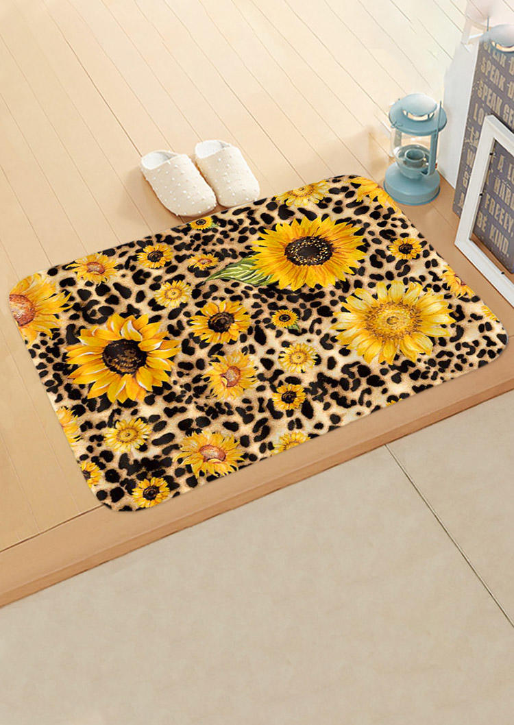 

Leopard Sunflower Non-Slip Flannel Rug Carpet, 511612
