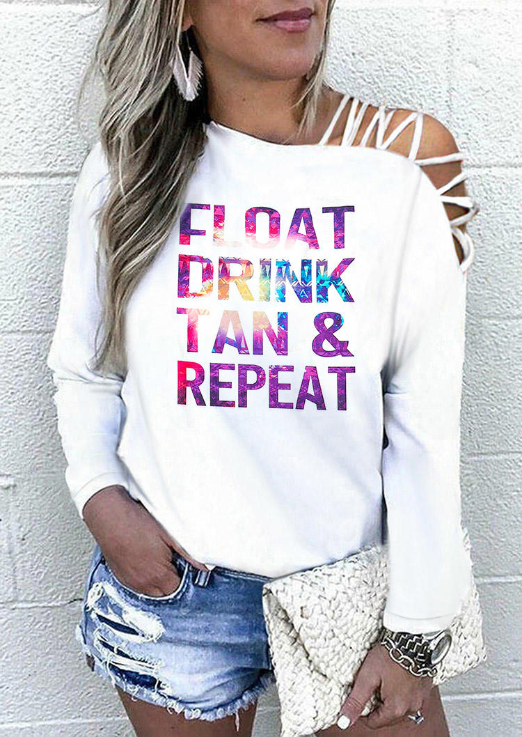 

Float Drink Tan & Repeat One Sided Cold Shoulder Blouse - White, 511675