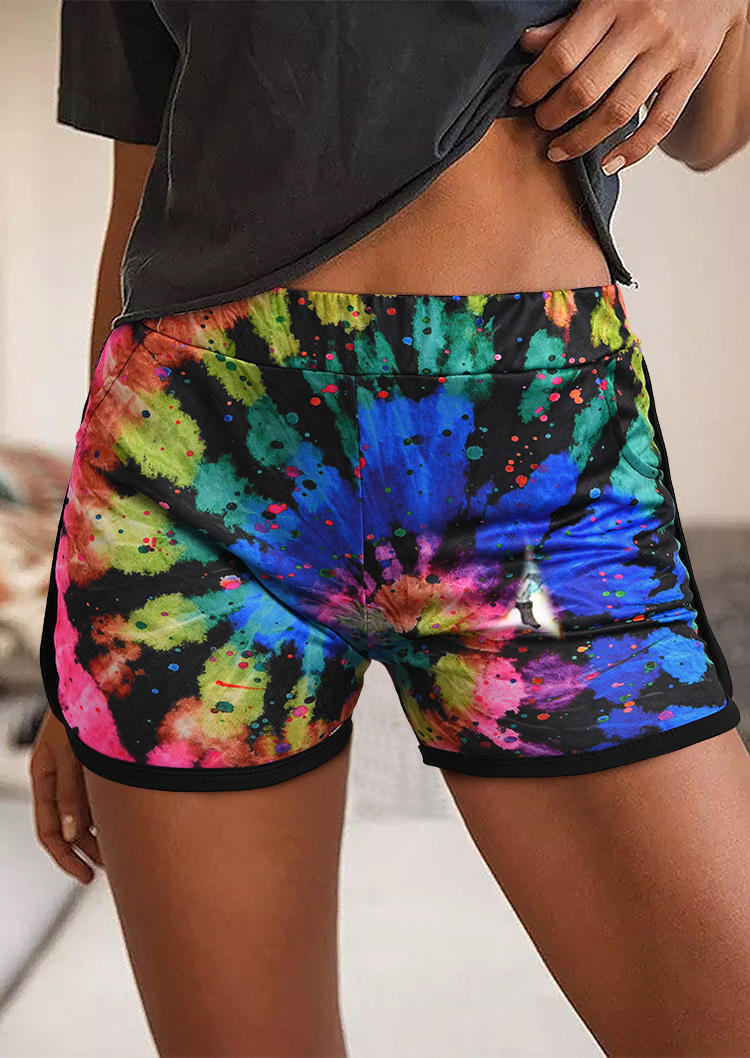 

Tie Dye Swirl Pocket Elastic Waist Shorts, Multicolor, 511698