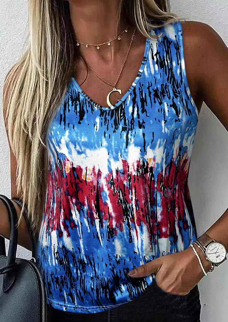 

Tie Dye Color Block Sleeveless Tank, Multicolor, 511677