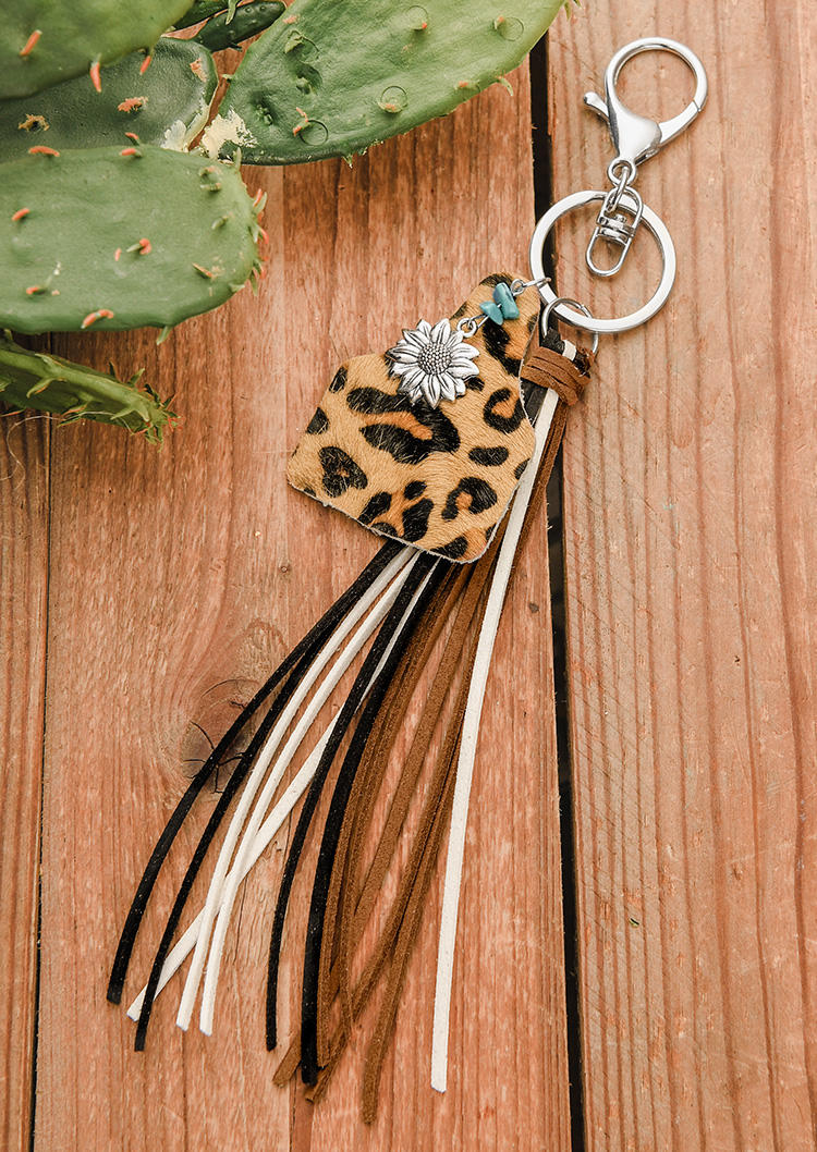

Vintage Leopard Tassel Sunflower Keychain, 511897