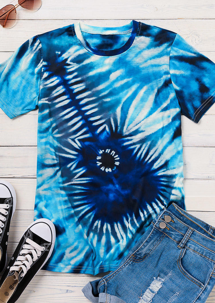 Kaufen Tie Dye Guitar Music T-Shirt Tee - Blue. Bild