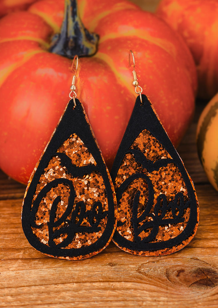 

Halloween Glitter Pumpkin Cat Water Drop Earrings, Pattern1, 511831
