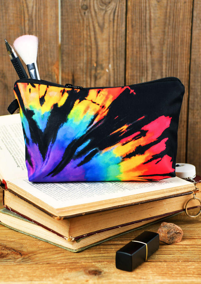 

Tie Dye Leopard Sunflower Portable Makeup Storage Bag, Yellow;multicolor, 512168