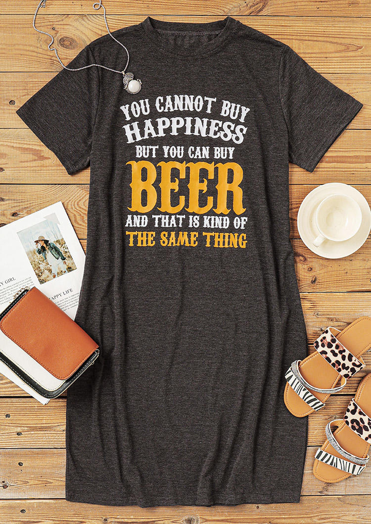 You Cannot Buy Happiness But You Can Buy Beer Mini Dress - Dark Grey