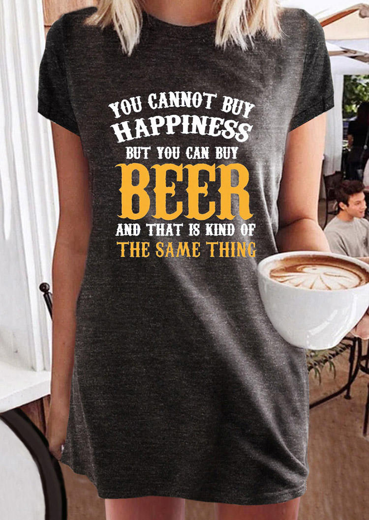 

You Cannot Buy Happiness But You Can Buy Beer Mini Dress - Dark Grey, 512017