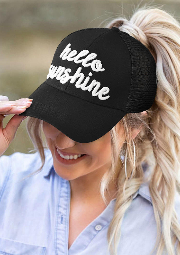 

Hello Sunshine Mesh Hollow Out Baseball Cap, Black, 512036