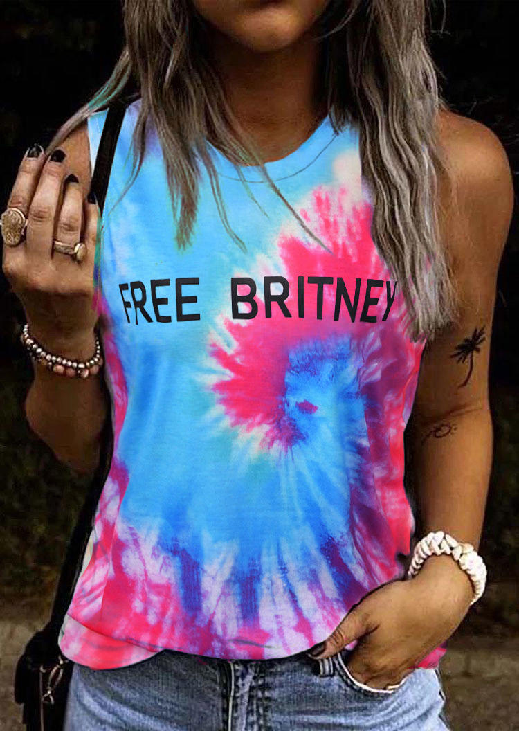 

Tie Dye Swirl Free Britney Graphic Sleeveless Tank, Multicolor, 512197
