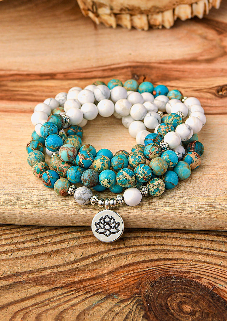 

Turquoise Beading Lotus Mala Bracelet, Multicolor, 512260