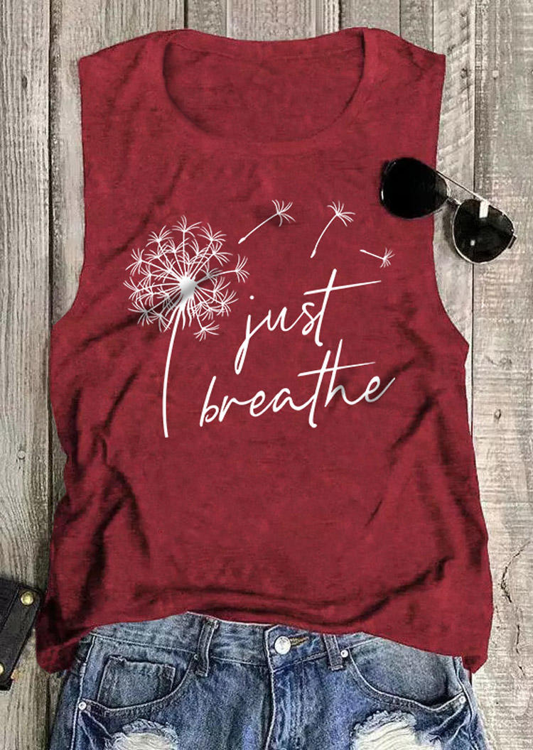 

Just Breathe Dandelion Sleeveless Tank - Burgundy, 512350